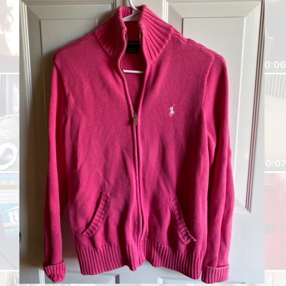 Pink Ralph Lauren Sport zip up sweater